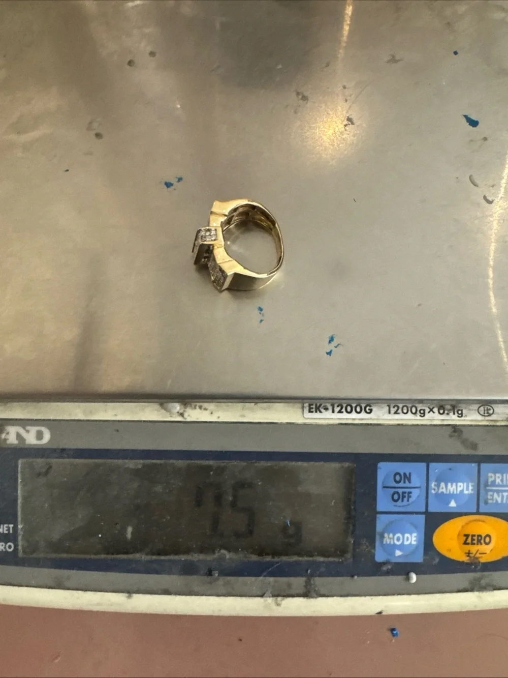 14K Yellow Gold Princess Cut Diamond Ring Size 6 7.5g Invisible Set I1-I2